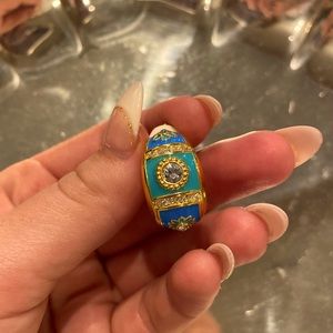 Vintage blue and gold clip ons